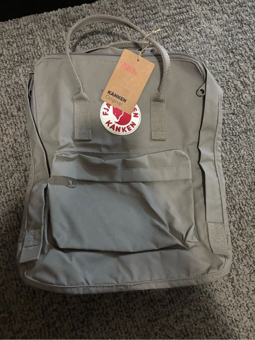 Fjallraven Kånken Backpack - Grey with Red Logo